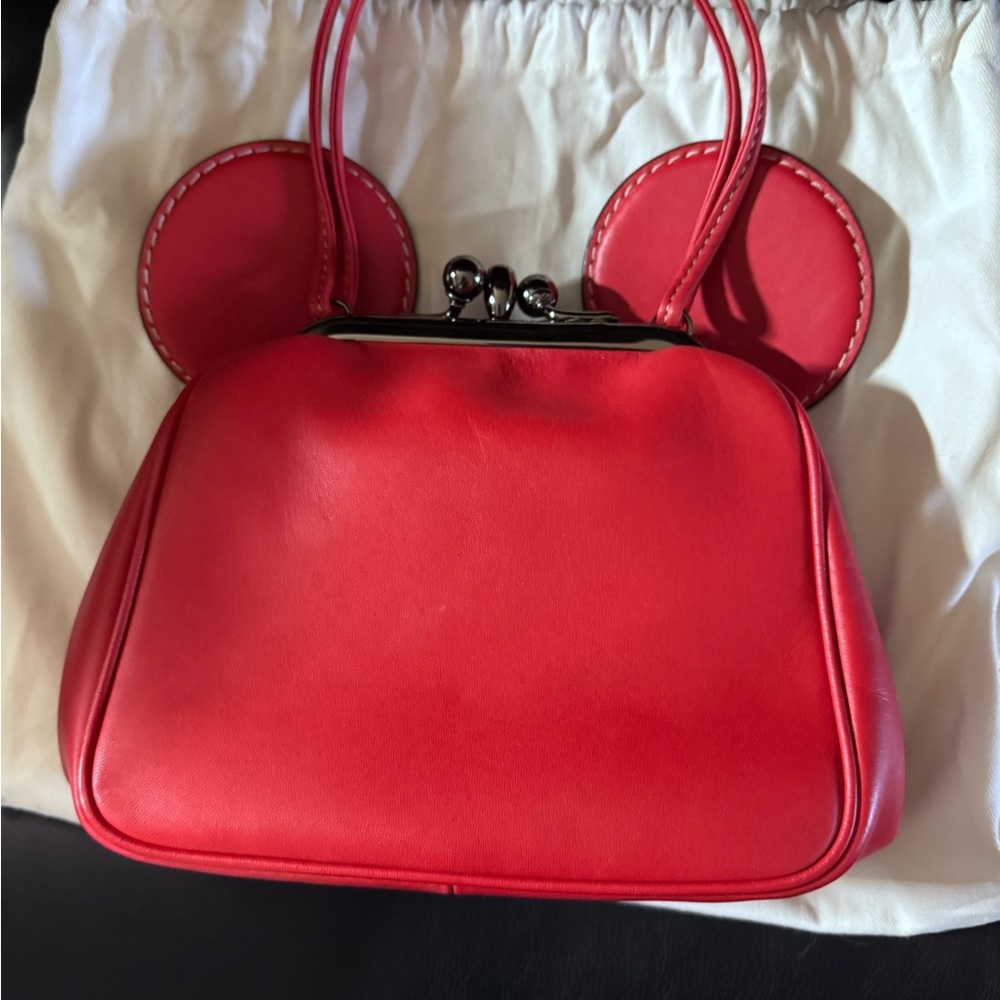 Coach x Disney x Keith Haring Mickey Mouse Ears Bag Kisslock Red LIMITED SEE - Picture 10 of 10